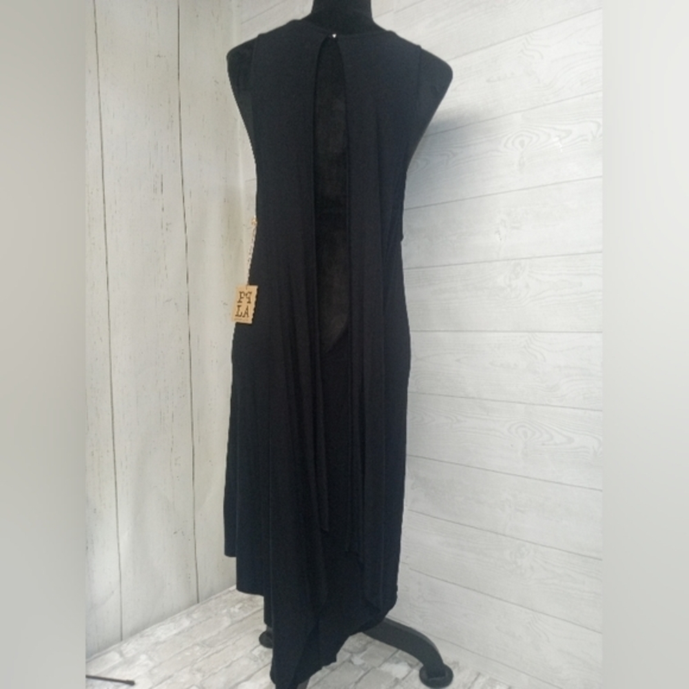 PPLA Clothing Women's minimalist Black Size L Emily Open cape Back Dress NWT